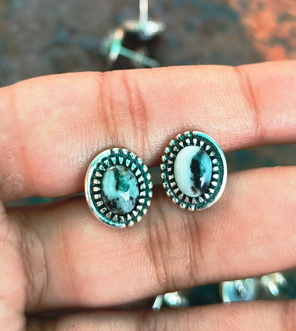 White Buffalo Stud Earrings | 925 Sterling Silver Jewelry