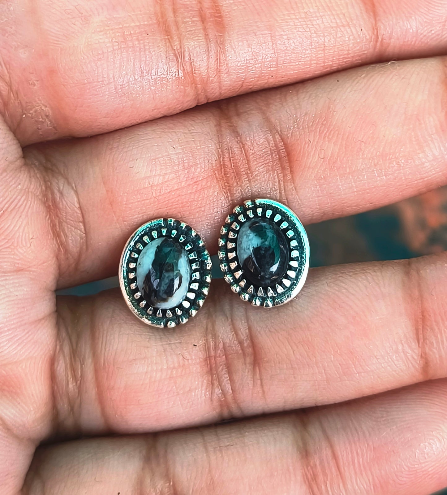 White Buffalo Stud Earrings | 925 Sterling Silver Jewelry