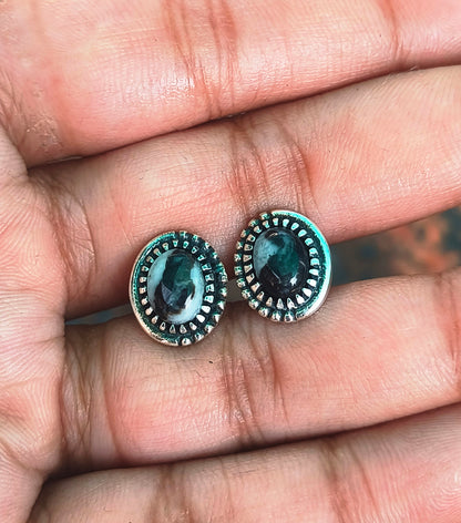 White Buffalo Stud Earrings | 925 Sterling Silver Jewelry