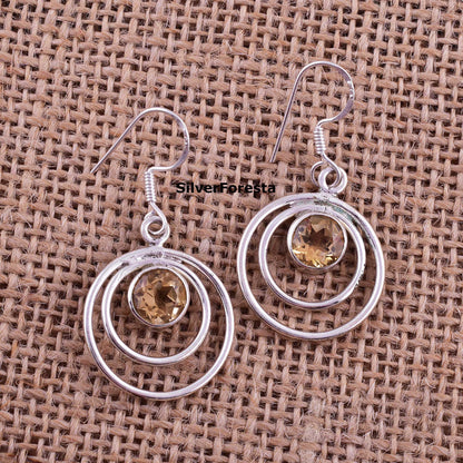 Natural Citrine Silver Earrings - SilverForestaa