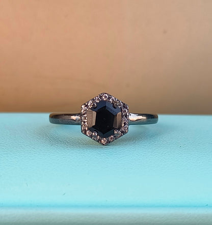 Black Onyx Gemstone Ring | Dainty 925 Silver Engagement Ring