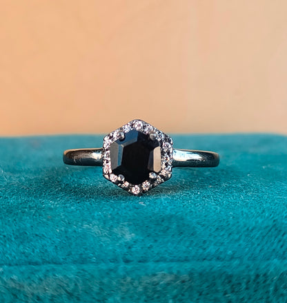 Black Onyx Gemstone Ring | Dainty 925 Silver Engagement Ring