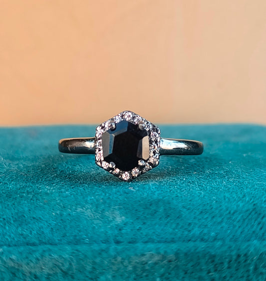 Black Onyx Gemstone Ring | Dainty 925 Silver Engagement Ring