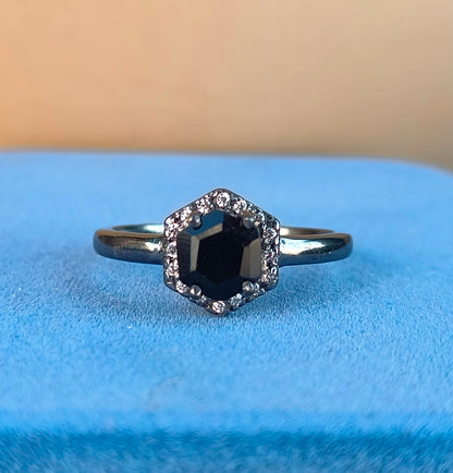 Black Onyx Gemstone Ring | Dainty 925 Silver Engagement Ring