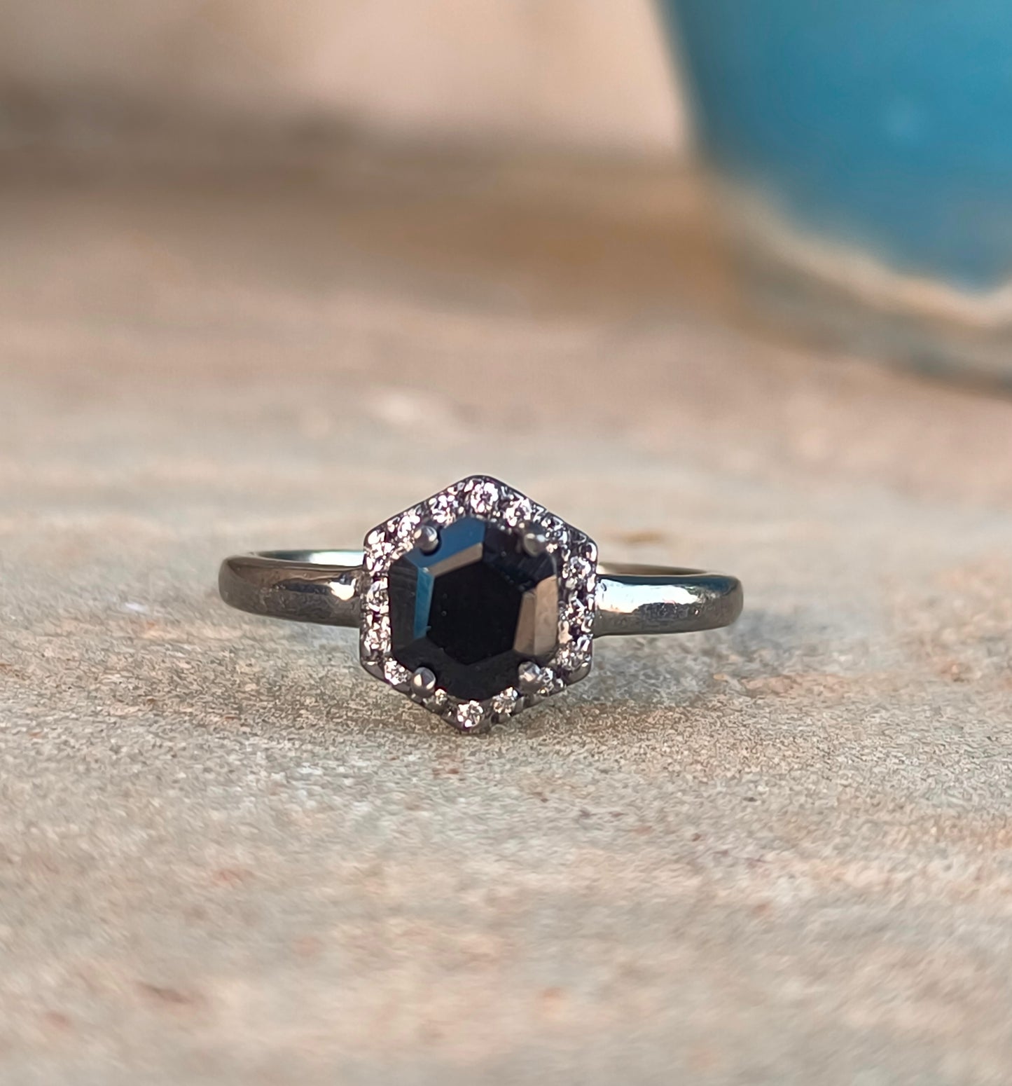 Black Onyx Gemstone Ring | Dainty 925 Silver Engagement Ring