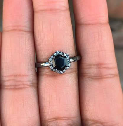 Black Onyx Gemstone Ring | Dainty 925 Silver Engagement Ring