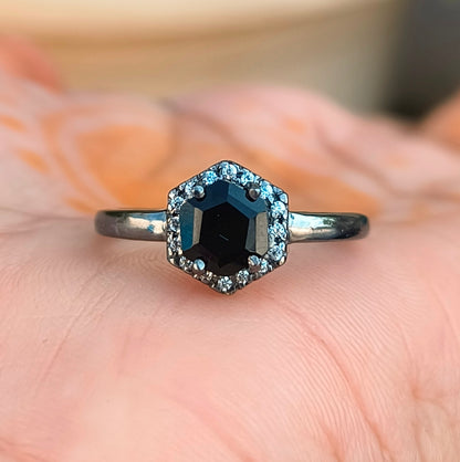 Black Onyx Gemstone Ring | Dainty 925 Silver Engagement Ring