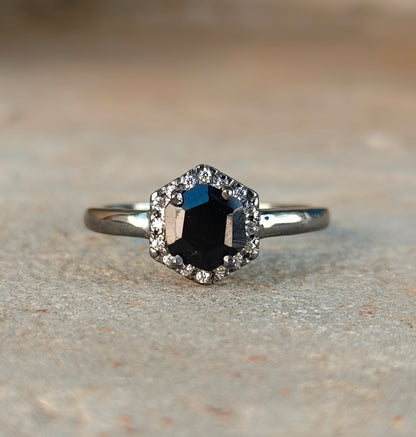 Black Onyx Gemstone Ring | Dainty 925 Silver Engagement Ring