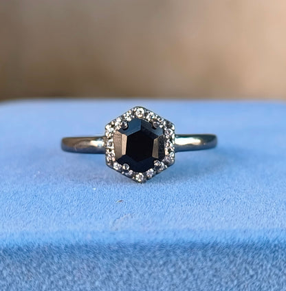 Black Onyx Gemstone Ring | Dainty 925 Silver Engagement Ring