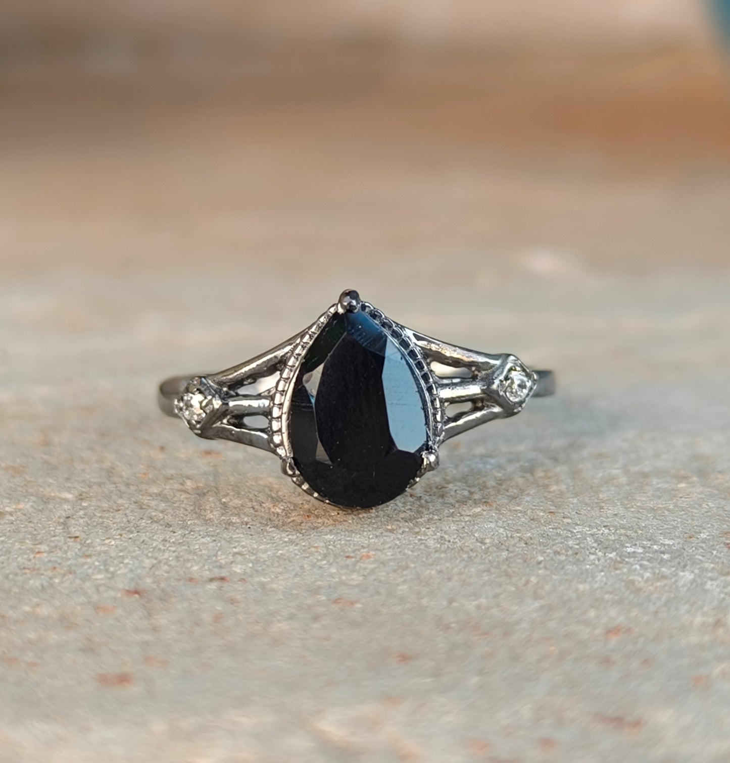 Black Onyx Engagement Ring for Women | 925 Silver Gift