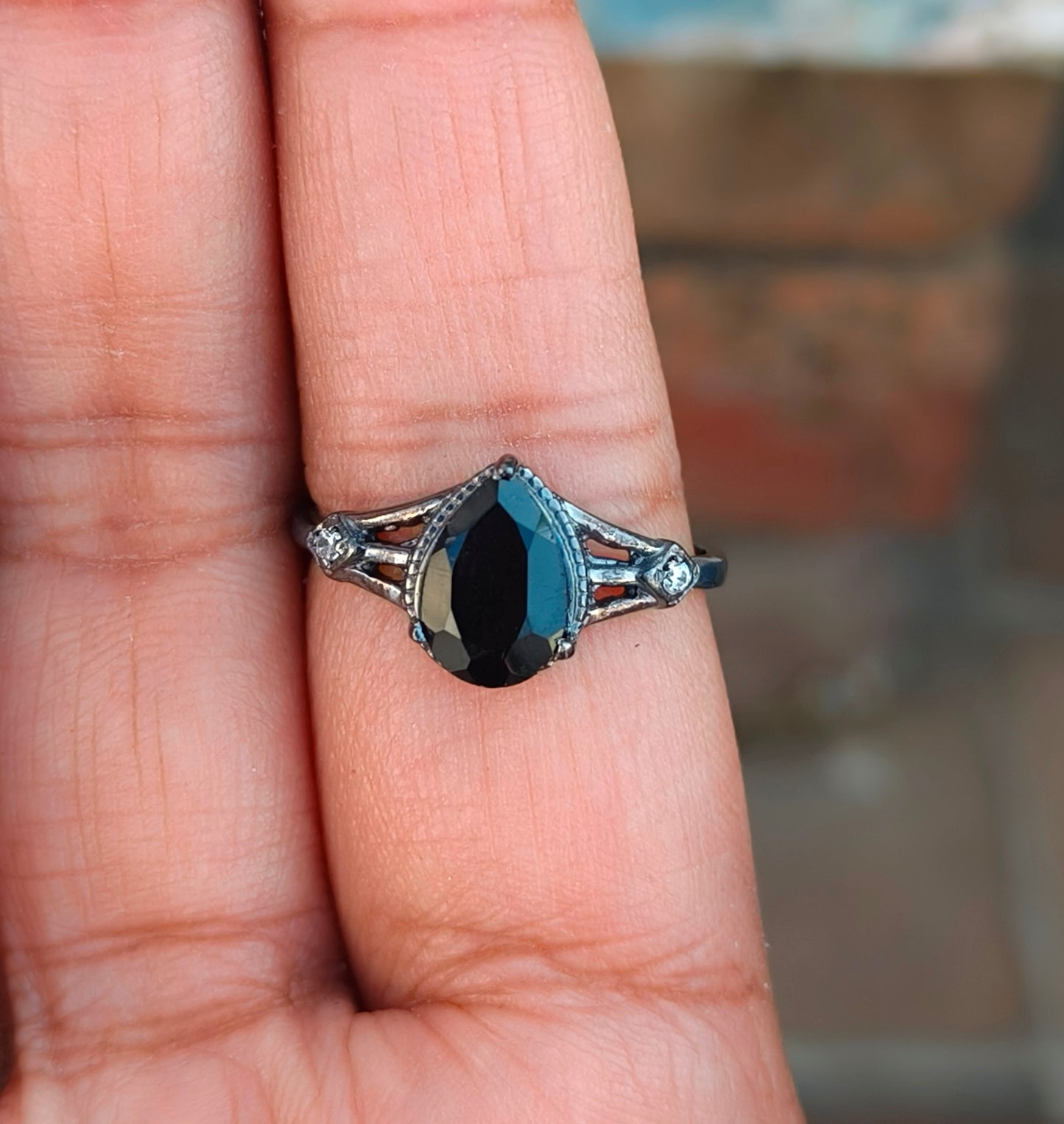 Black Onyx Engagement Ring for Women | 925 Silver Gift