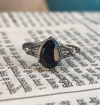 Black Onyx Engagement Ring for Women | 925 Silver Gift