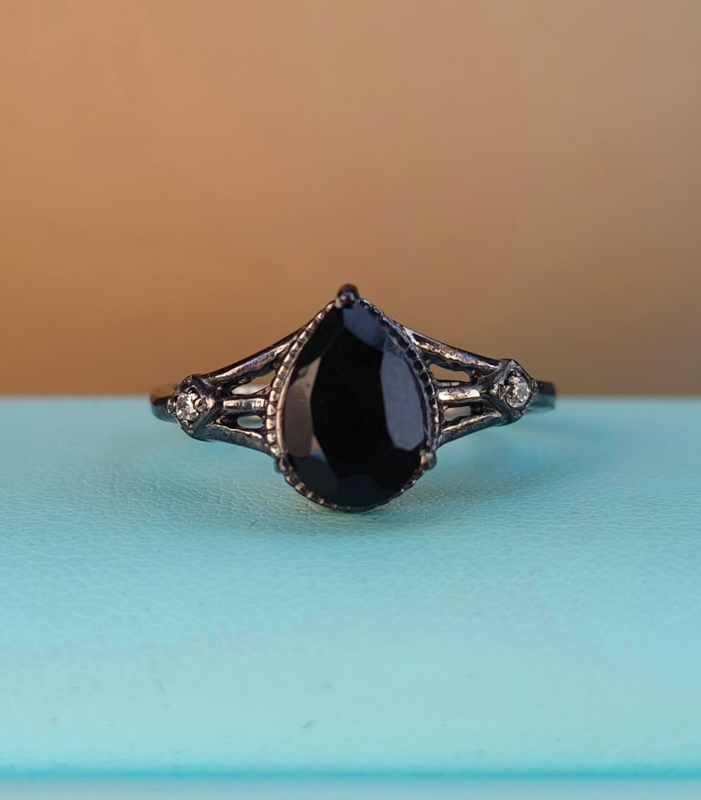 Black Onyx Engagement Ring for Women | 925 Silver Gift