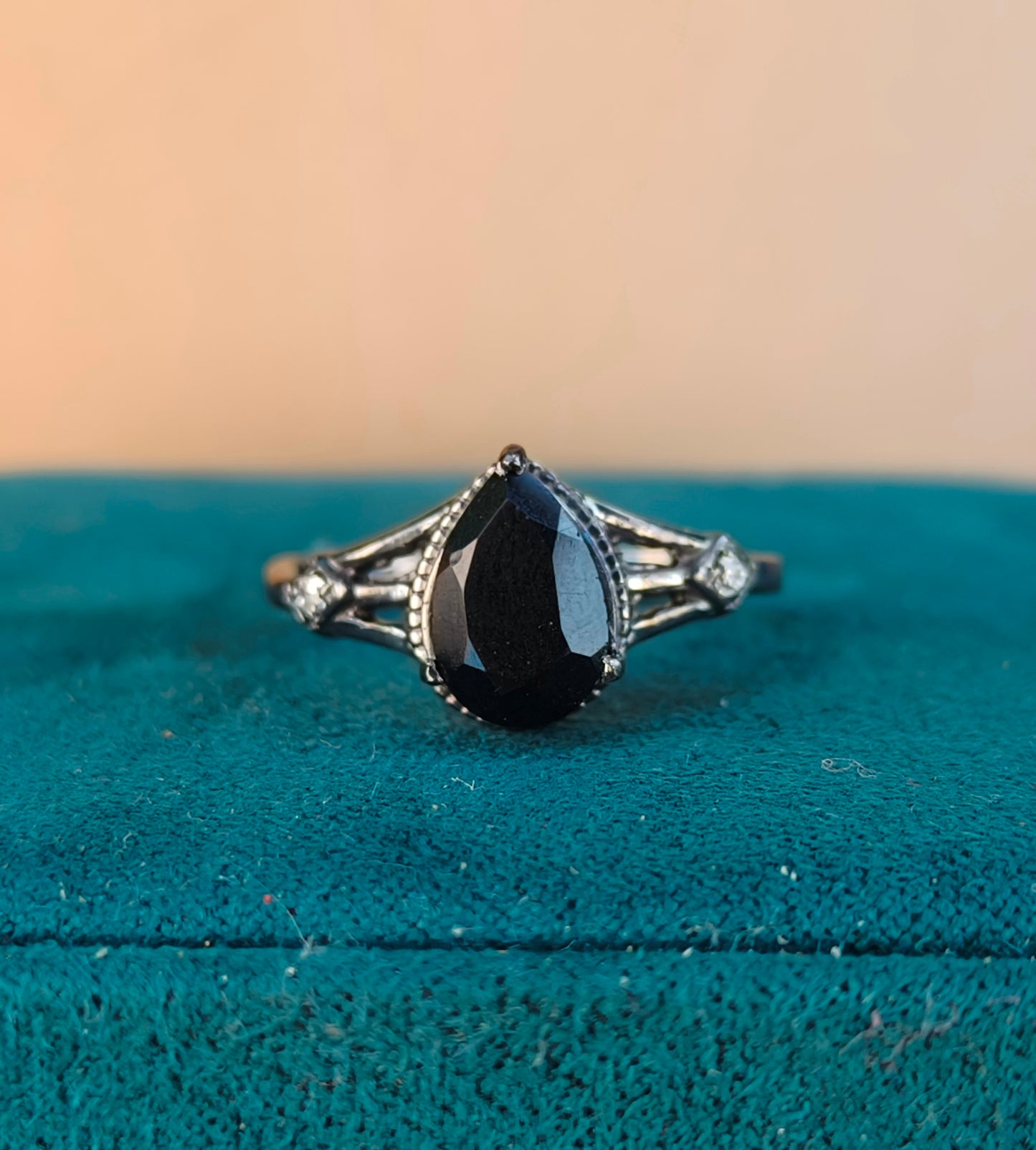 Black Onyx Engagement Ring for Women | 925 Silver Gift