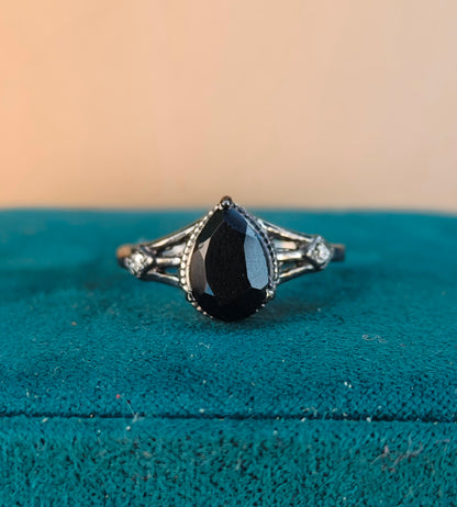 Black Onyx Engagement Ring for Women | 925 Silver Gift