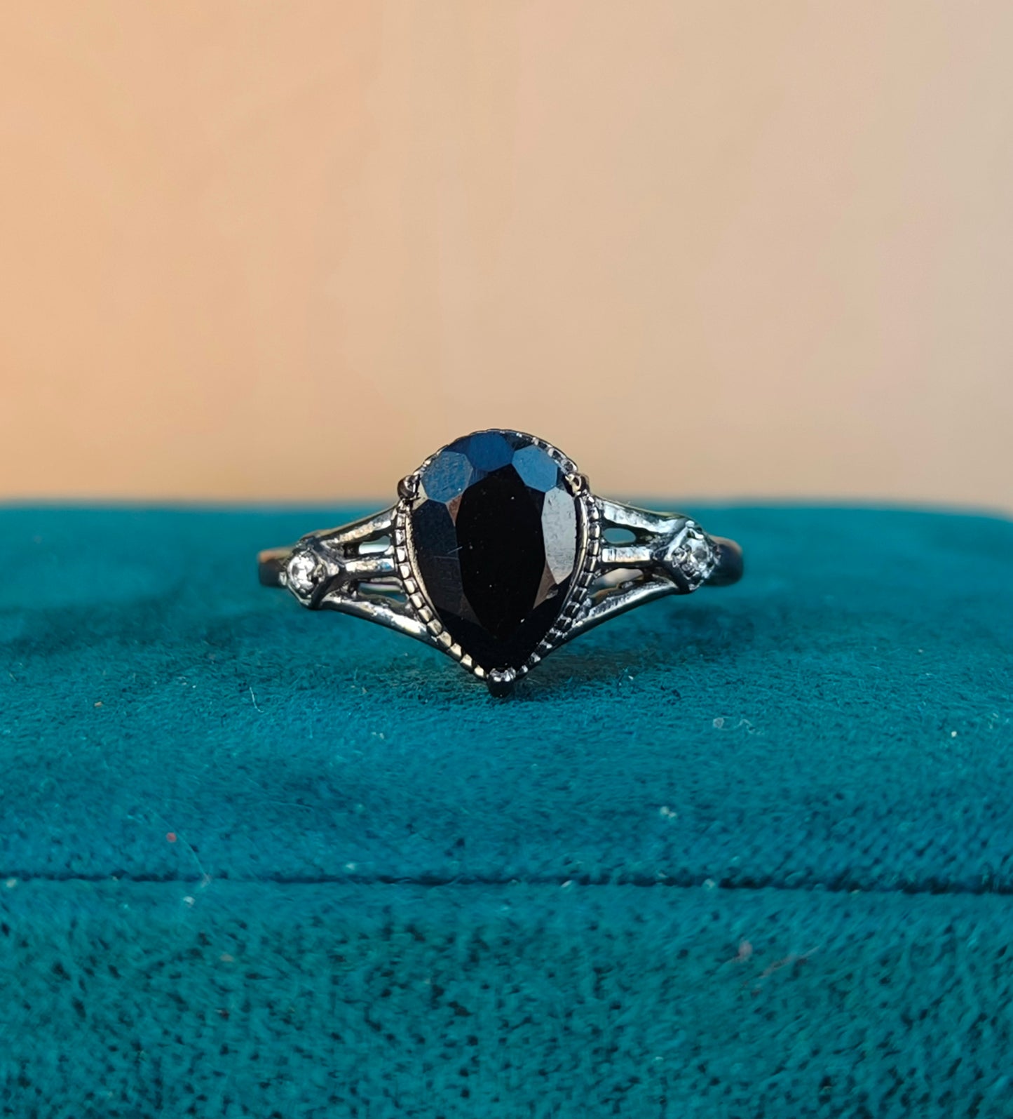 Black Onyx Engagement Ring for Women | 925 Silver Gift