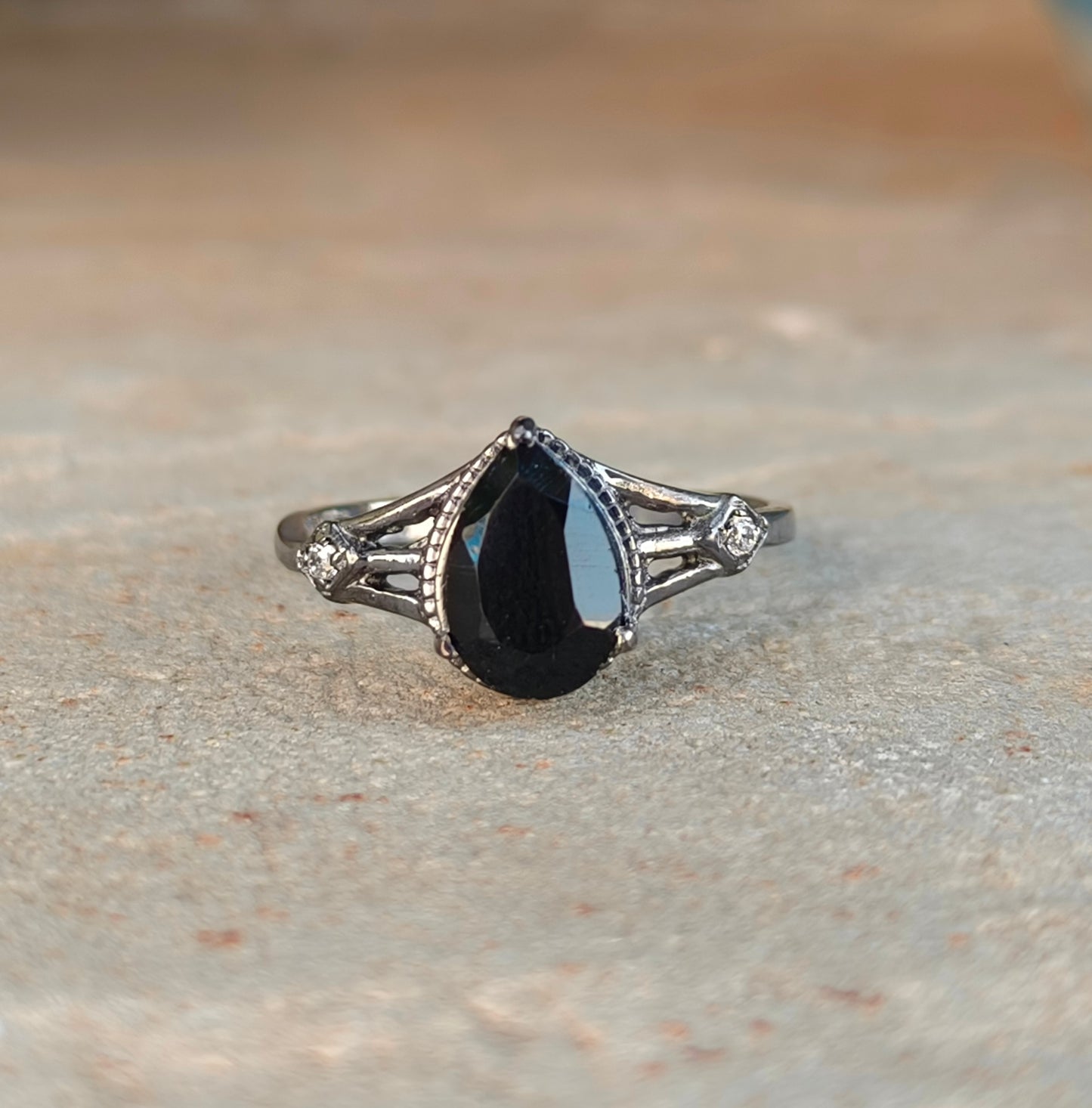 Black Onyx Engagement Ring for Women | 925 Silver Gift