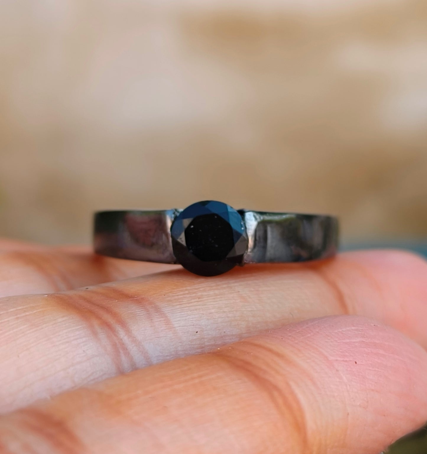 Men’s Black Onyx Band – Minimalist 925 Silver Ring