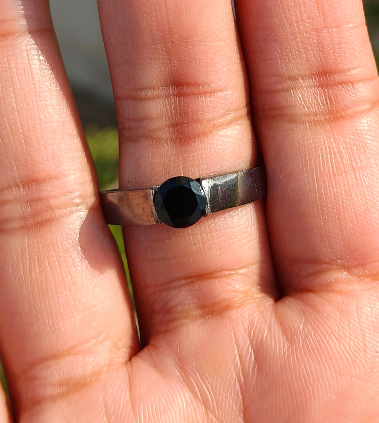 Men’s Black Onyx Band – Minimalist 925 Silver Ring