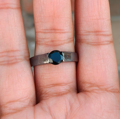 Men’s Black Onyx Band – Minimalist 925 Silver Ring