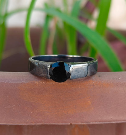 Men’s Black Onyx Band – Minimalist 925 Silver Ring