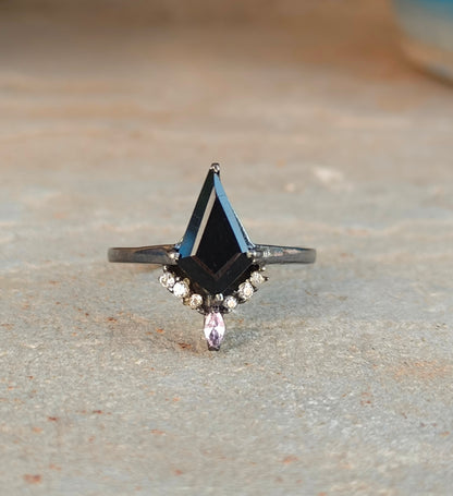 Black Onyx Kite Ring – Dainty Silver