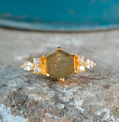 Raw Moldavite Silver Ring – SilverForestaa