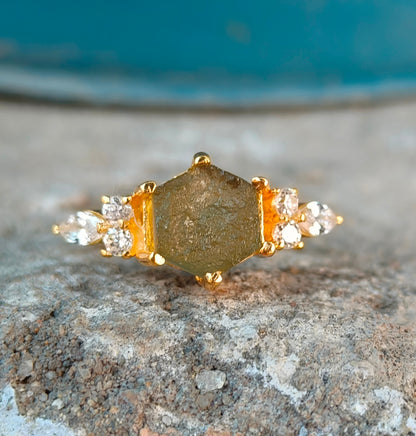 Raw Moldavite Silver Ring – SilverForestaa