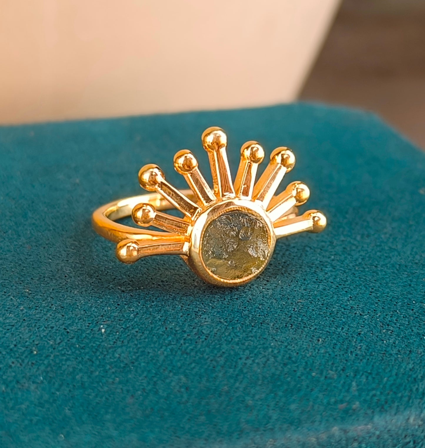 Authentic Raw Moldavite Ring Healing Crystal Jewelry - SilverForestaa