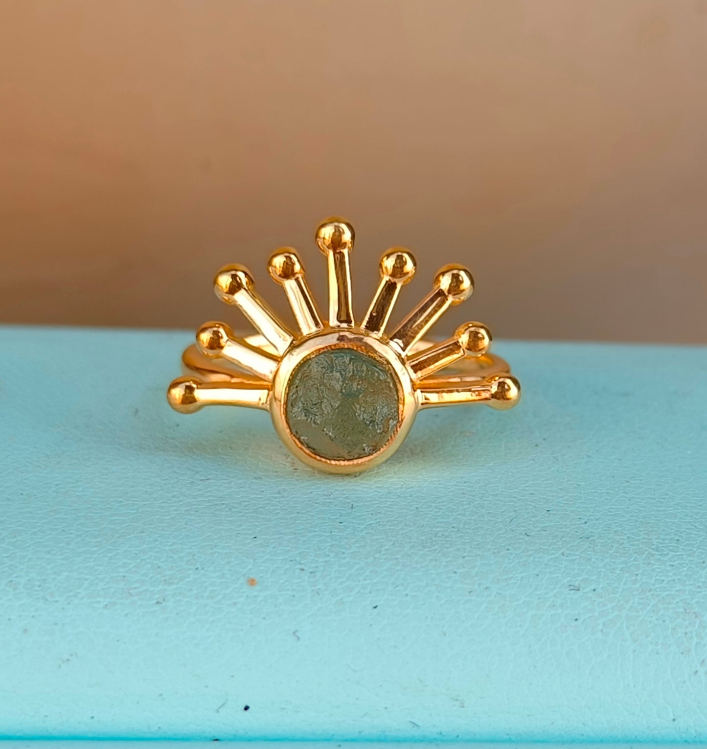 Authentic Raw Moldavite Ring Healing Crystal Jewelry - SilverForestaa