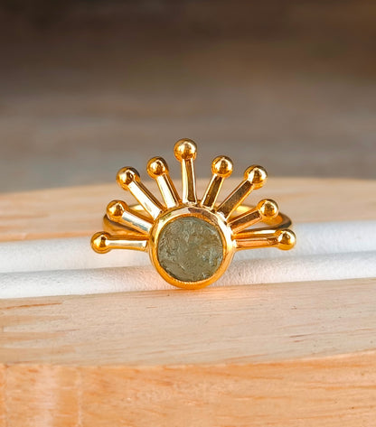 Authentic Raw Moldavite Ring Healing Crystal Jewelry - SilverForestaa