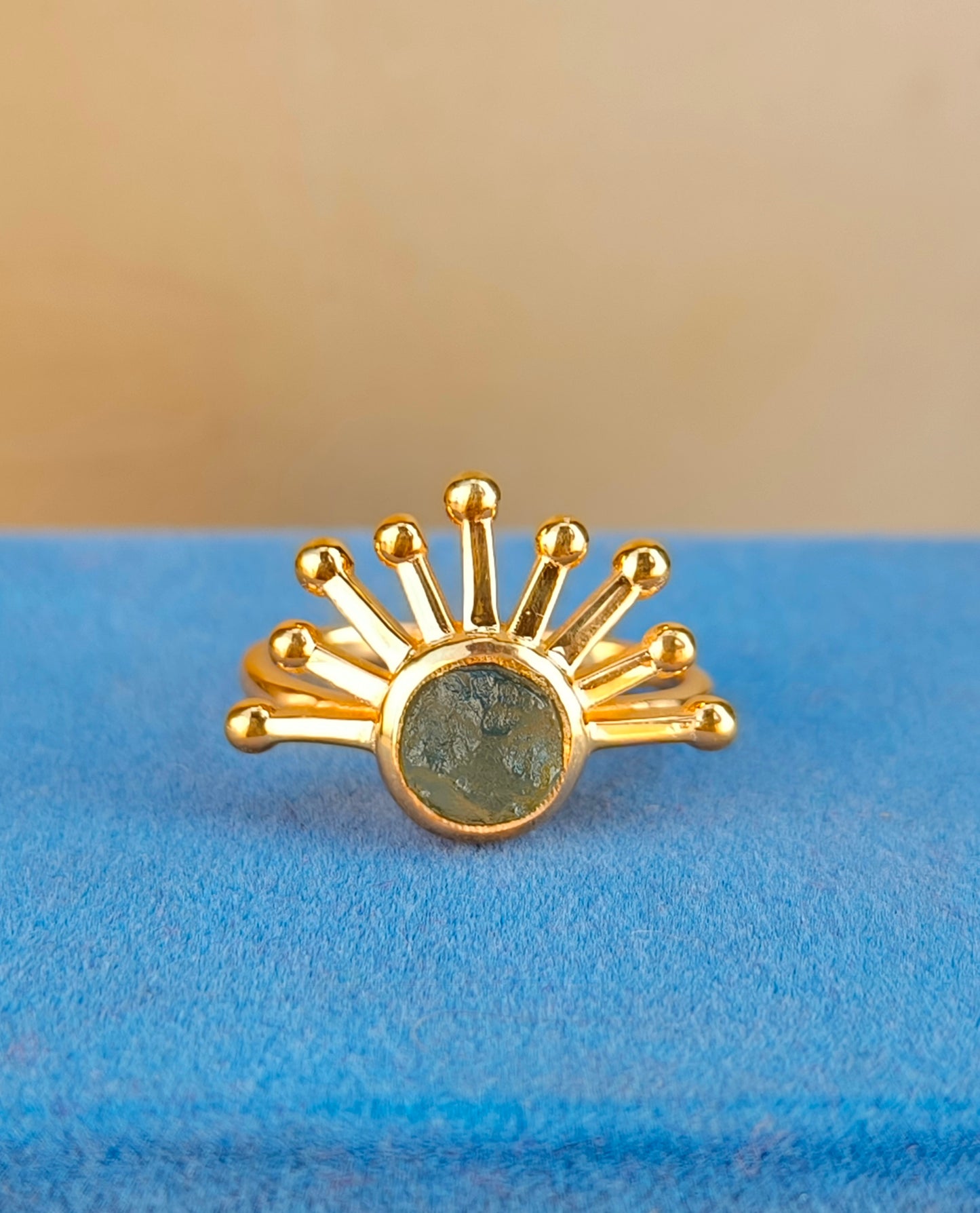 Authentic Raw Moldavite Ring Healing Crystal Jewelry - SilverForestaa