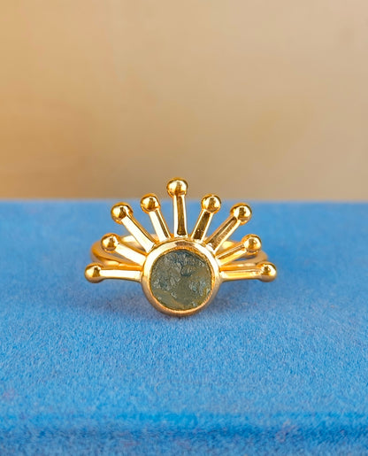 Authentic Raw Moldavite Ring Healing Crystal Jewelry - SilverForestaa