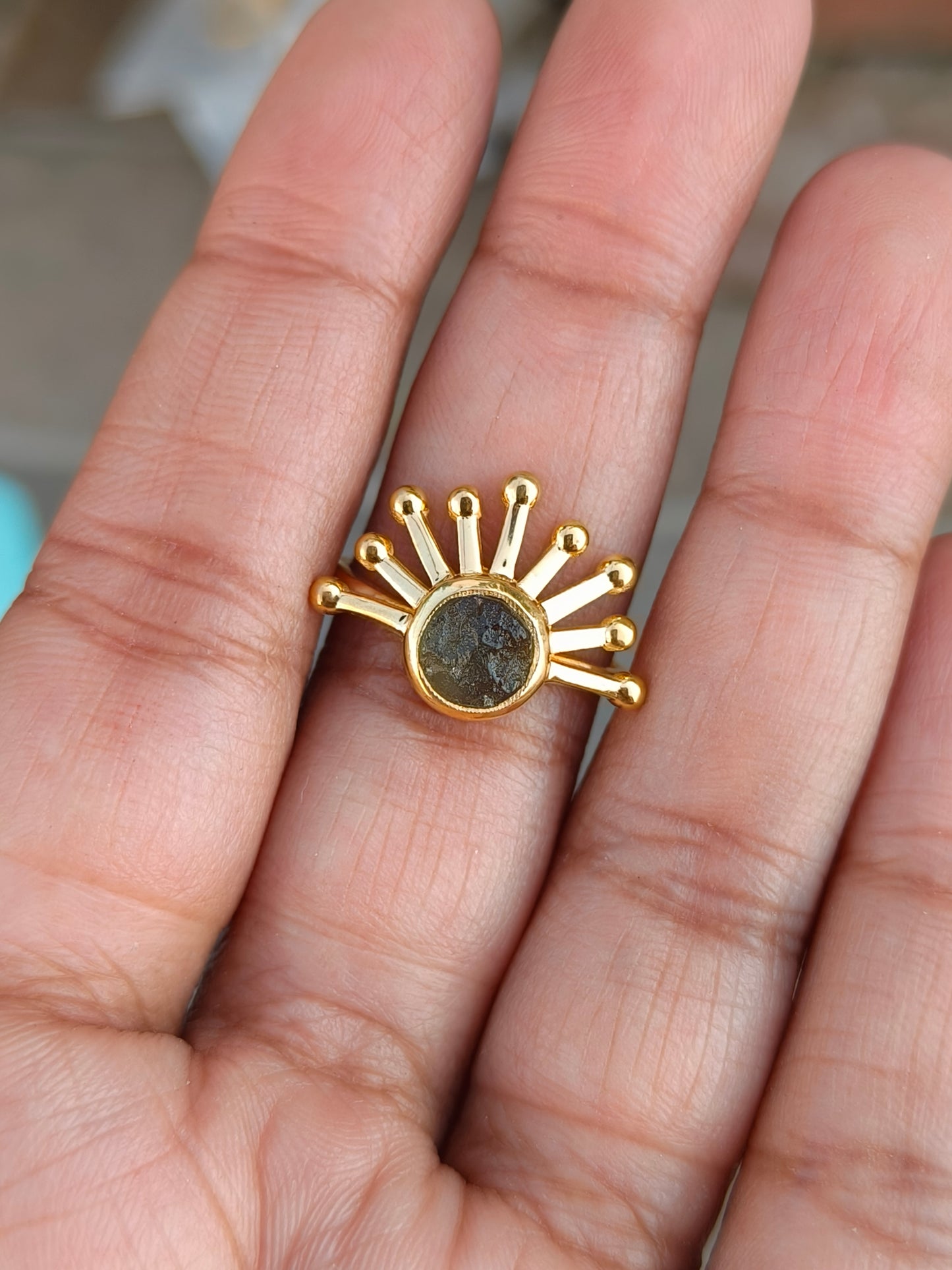 Authentic Raw Moldavite Ring Healing Crystal Jewelry - SilverForestaa