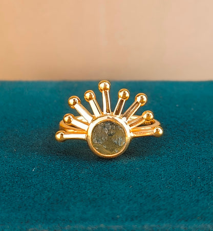 Authentic Raw Moldavite Ring Healing Crystal Jewelry - SilverForestaa