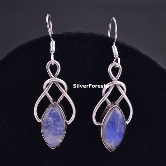 925 Silver Earring Rainbow Moonstone Earring