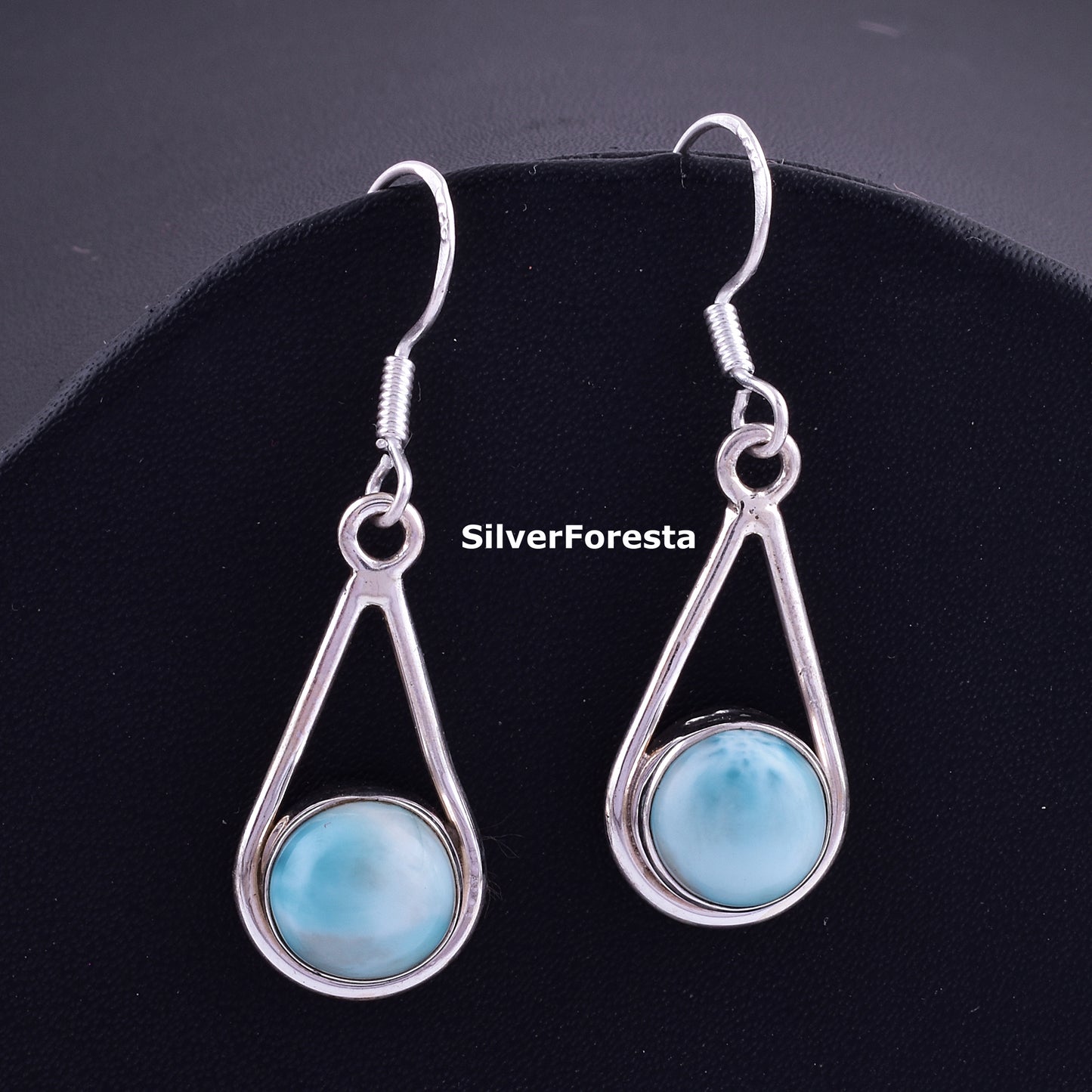 Blue Larimar Dangle Drop Earring - SilverForestaa