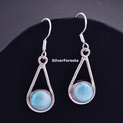 Blue Larimar Dangle Drop Earring - SilverForestaa