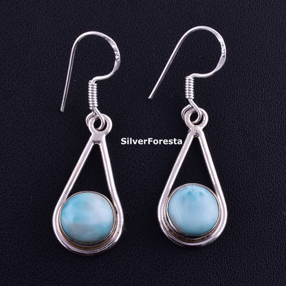 Blue Larimar Dangle Drop Earring - SilverForestaa