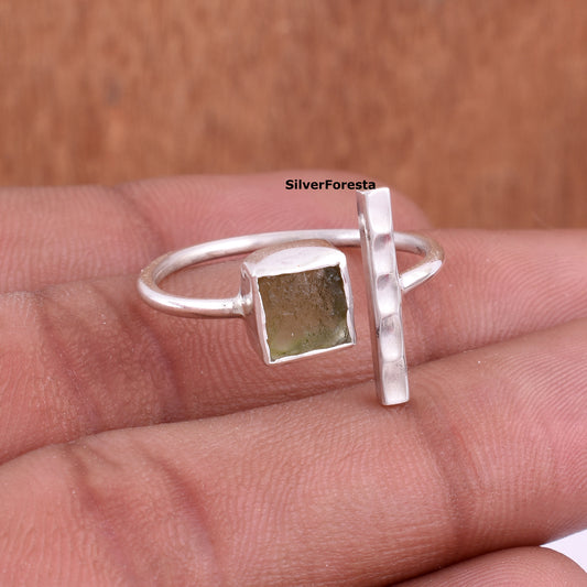 Sterling Silver Moldavite Ring - SilverForestaa
