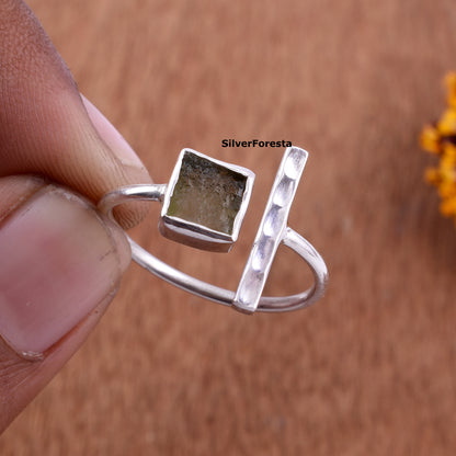 Sterling Silver Moldavite Ring - SilverForestaa