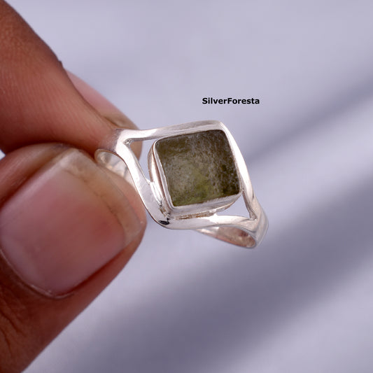 Authentic Raw Moldavite Ring Healing Crystal - SilverForestaa