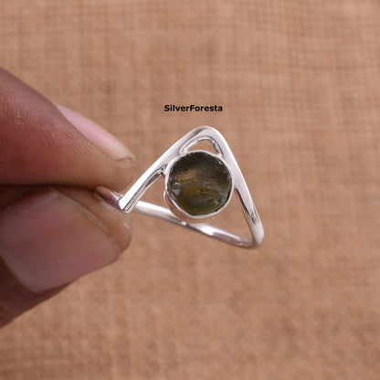 Rough Moldavite 925 Sterling Ring | SilverForestaa