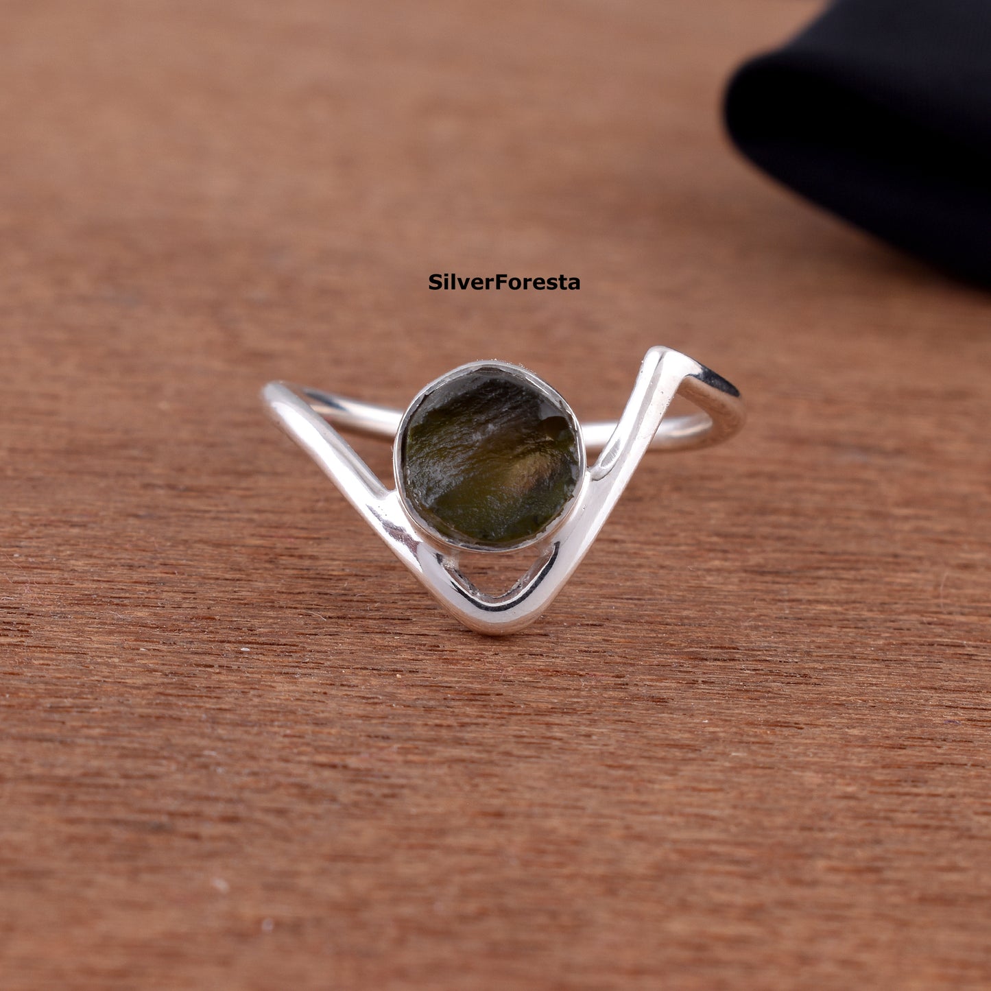 Rough Moldavite 925 Sterling Ring | SilverForestaa