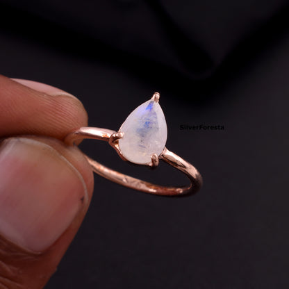 Pear Shape Moonstone Sterling Silver Ring | SilverForestaa