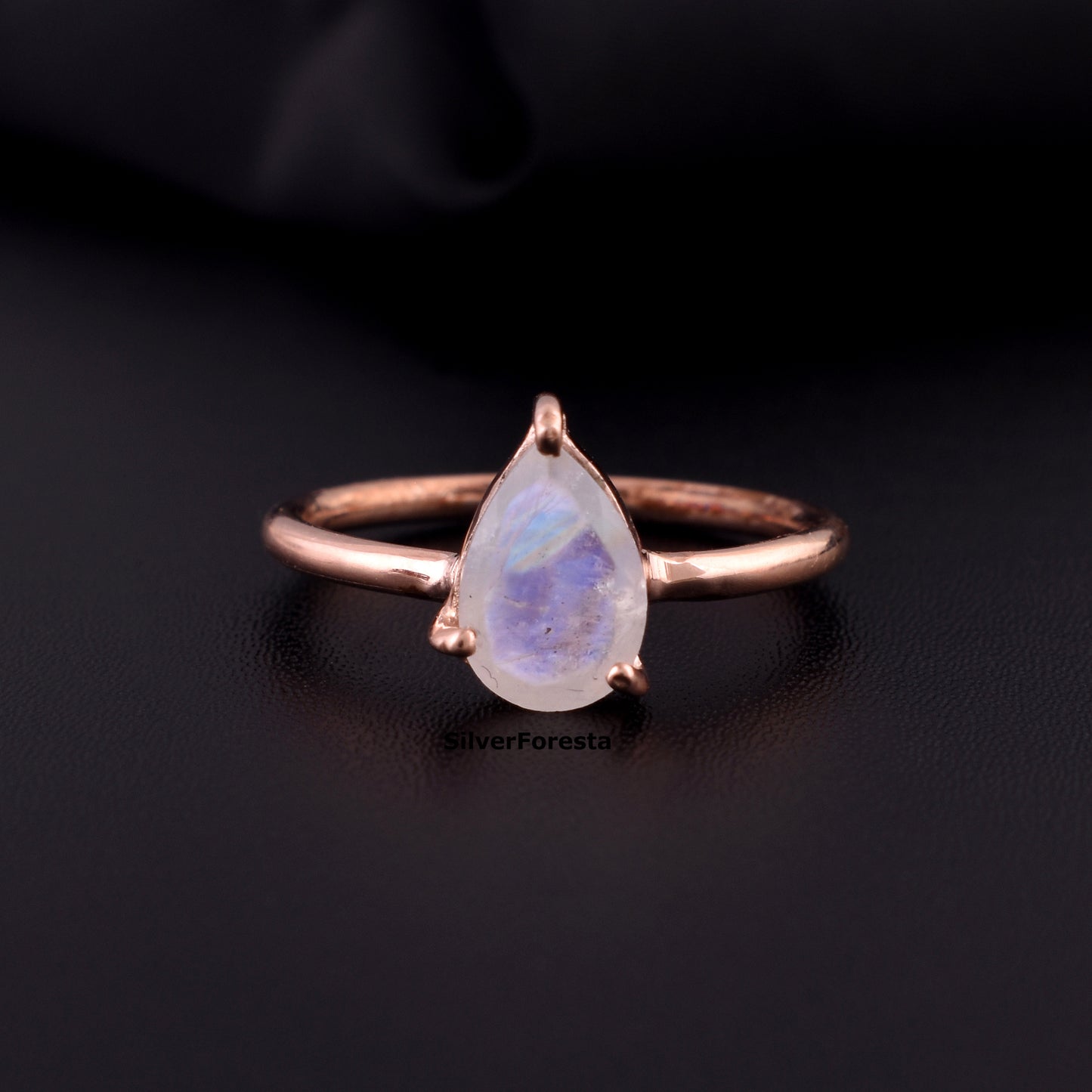 Pear Shape Moonstone Sterling Silver Ring | SilverForestaa