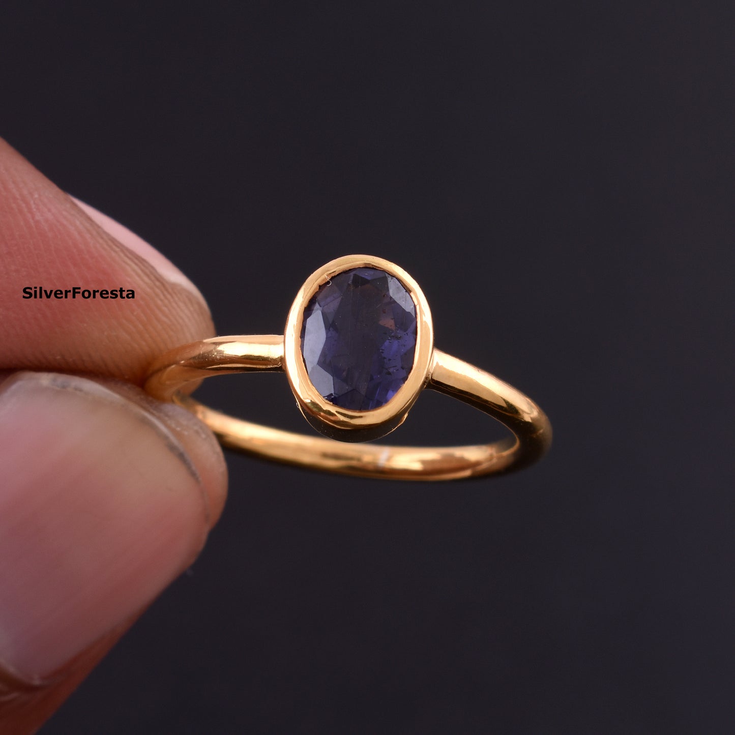 Blue Sapphire Stacking Ring – Handmade Artisan Silver Jewelry