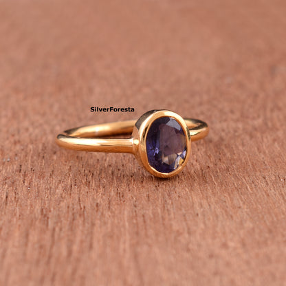 Blue Sapphire Stacking Ring – Handmade Artisan Silver Jewelry