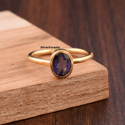 Blue Sapphire Stacking Ring – Handmade Artisan Silver Jewelry