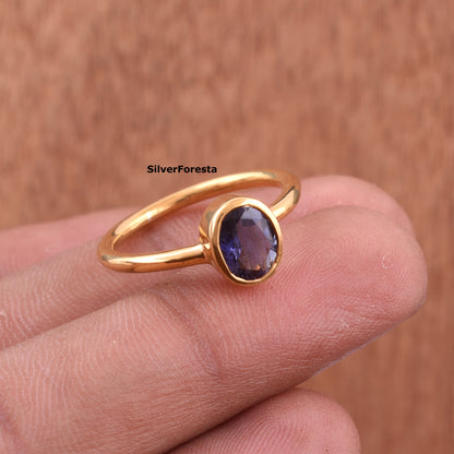 Blue Sapphire Stacking Ring – Handmade Artisan Silver Jewelry